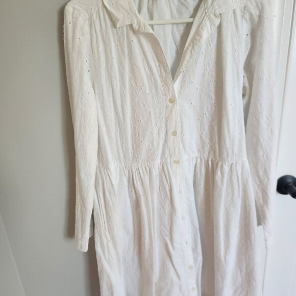 J.crew factory white eyelet button down mini dress size 6 - Picture 3 of 5